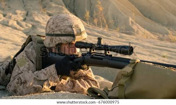 Close-up Shot Sniper Lying Down On Stock Photo 676000975 | Shutterstock