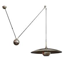 Inspired by old hollywood glamour, this mini pendant light graces rooms with its round glass shade and sleek design. German Large Vintage Adjustable Counterweight Pendant Lamp By Florian Schulz For Sale At 1stdibs