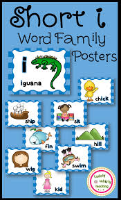 Short I Word Family Posters Word Families Short I Words Family Poster