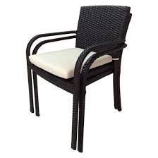 Benasse River Stackable Wicker Patio Dining Arm Chair With Cushion Set Of 2 Outdoor Dining Chairs Plastic Patio Chairs Dining Arm Chair