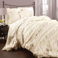 Lush Decor Belle Textured Polyester Ruffle Detail Comforter Queen Ivory 4 Pc Set Walmart Com Walmart Com