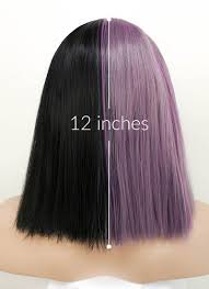 My hair is naturally black and i want to dye the parts underneath a deep purple. Grey Mixed Purple Black Split Color Straight Bob Lace Front Synthetic Wig Is Fashion