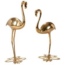 Pair Mid Century Brass Flamingos Modern Decorative Objects Decorative Objects Decor