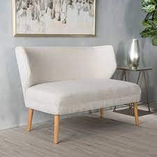 Dumont Mid Century Modern Fabric Loveseat Sofa Settee Love Seat Curved Sofa Loveseat Sofa