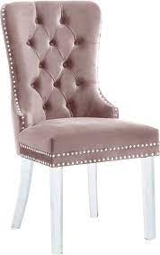 Clovis Tufted Velvet Tufted Dining Chairs Dining Chairs Pink Dining Chairs