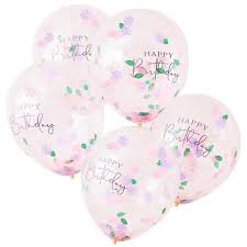 X x x x x. Floral Confetti Happy Birthday Balloons 12 Latex Party Delights