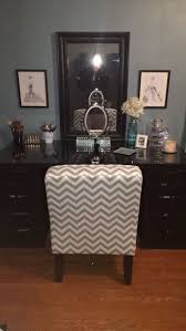 Makeup Vanity Made From 2 Alex Ikea Brown Black Drawers A Table Top To Match Mirror Is Also From Ikea Chair Makeup Vanity Black Makeup Vanity Room Furniture