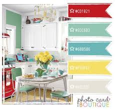 A Subtle Nod To Retro Red Aqua Yellow And Teal Blue Skip The Aqua So It S Not So Retro Want A More Beac Kitchen Colour Schemes Kitchen Colors Red Kitchen