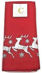 Deborah Connolly Silver Metallic Dancing Reindeer Kitchen Tea Towel Set Christmas Reindeer Reindeer Tea Towel Set