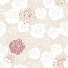 You discover diamond shapes, triangles, squares and rectangles in the interplay of the lines. Seamless Retro Vector Floral Pattern With Classic White And Red Roses On Beige Background Beautiful Abstract Vintage Texture With Flowers And Cute Background For Web Design Or Desktop Wallpaper Royalty Free Cliparts