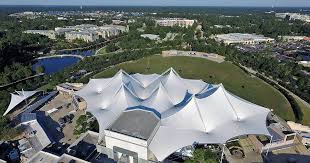 An Aerial View Of Cynthia Woods Mitchell Pavilion In The Woodlands Texas Membrane Structure Tensile Structures Amphitheater