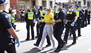 #breaking victoria police say they expect to fine all 69 attendees of last week's engagement party, with fines totalling more than $350,000. Dozens Held In Melbourne For Flouting Stay At Home Orders Arab News