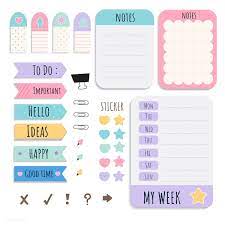 download premium vector of cute sticky note papers printable set 553790 colorful stationery printable planner stickers note paper