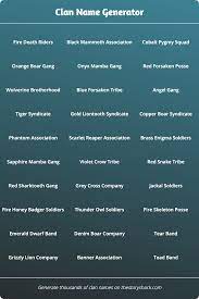 Clan Name Generator 1000s Of Random Clan Names