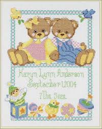 Spring baby bear cross stitch pattern. Baby Bears Cross Stitch Kit