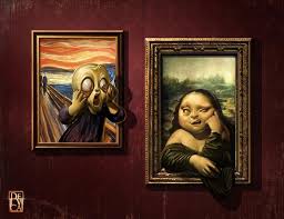 The Scream Vs Mona Lisa An Art Print By Antonio De Luca Funny Art Funny Baby Images Animated Movies Funny