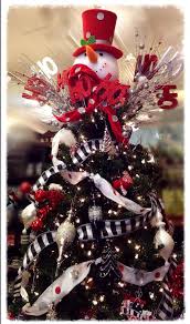 Black And White Christmas Tree Decorations Our Red Black White And Silver Tree With A Snowman Tree Topper Show Stopper Red Christmas Tree Silver Christmas Tree Decorations Silver Christmas Tree