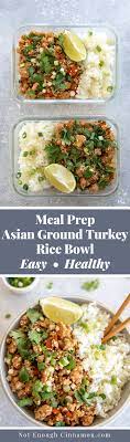 Asian Ground Turkey Rice Bowl Healthy Meal Prep Recipe Recipe Turkey Rice Bowl Recipe Healthy Meal Prep Rice Bowls Recipes