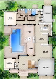 Some of his best selling and most famous house plans are courtyard plans. House Plan 207 00015 Contemporary Plan 4 417 Square Feet 4 Bedrooms 5 Bathrooms In 2020 Pool House Plans Florida House Plans U Shaped House Plans