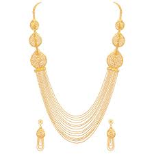 Buy Shining Diva Fashion Latest Long Chain One Gram Gold Plated Traditional Necklace  Jewellery Set for Women (Golden), 11749s at Amazon.in