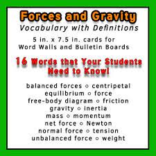 Physics Word Wall Vocabulary W Definitions For Force And Gravity Word Wall Vocabulary Physics