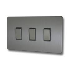 Largest selection of 3 toggle 1 rocker switch plates found anywhere.period. Screwless Brushed Steel Switch 3 Gang Twin Plate