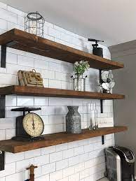 Reclaimed Barn Wood Wall Shelves Wood Shelves Kitchen Rustic Shelves Living Room Reclaimed Wood Kitchen