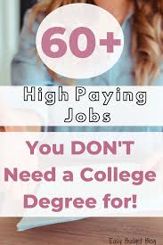 60 High Paying Jobs You Can Do Without A College Degree Easy Budget In 2020 Paying Jobs High Paying Jobs College Degree