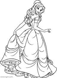 Girls will be delighted with a large collection of coloring pages with dresses. Belle In The Beautiful Dress Coloring Page Coloringall
