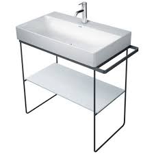 Elegant badmöbel set mit waschbecken waschtisch bodenstehend weiß hochglanz 455mm. Duravit Durasquare Metallkonsole 86 5x45 1cm Fur Waschtisch 235380 Bodenstehend Farbe Schwarz Matt 0031114600