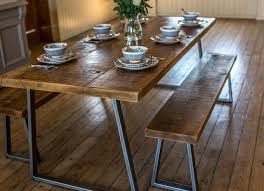 Industrial Dining Table And Bench Solid Wood Vintage Rustic Effect 55000 In 2020 Industrial Style Dining Table Industrial Dining Table Kitchen Table Bench