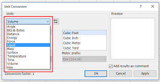 how to convert inch to foot cm or mm in excel