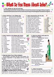 Seven Exercises On The Topic Choose Definitions Of Jobs Match Characteristics With The Jobs Name Special Things About The Lembar Kerja Bahasa Inggris Bahasa