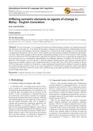 Malay is spoken throughout malaysia and indonesia. Pdf Differing Semantic Elements As Agents Of Change In Malay English Translation