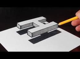 How To Draw A 3d Letter H Trick Art On Paper Youtube 3d Drawings Art Tips 3d Art Drawing
