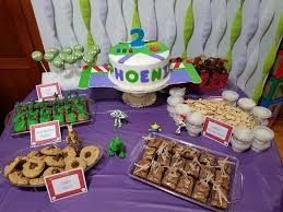 Dessert Table Toy Story Party Buzz Lightyear Little Green Men Brownies Cake Pops Birthday Cake Toy Story Party Dessert Table Birthday Toy Story Birthday