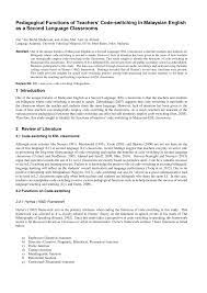 Chapter 1 functions of code switching in the family domain in 3. Pdf Pedagogical Functions Of Teachers Code Switching In Malaysian English As A Second Language Classrooms