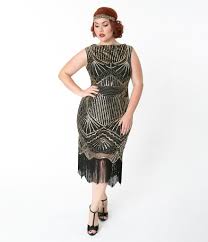 Plus Size Black Gold Sequin Therese Long Flapper Dress Long Flapper Dress Plus Size Flapper Dress Plus Size Long Dresses