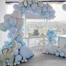 Blue Elephant Baby Shower Kara S Party Ideas Baby Shower Balloons Baby Shower Inspiration Baby Shower Themes