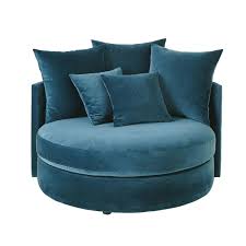 Canape Rond 1 2 Places En Velours Bleu Petrole Dita Maisons Du Monde En 2020 Canape Rond Canape Maison Du Monde Sofa En Velours