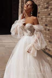 Wedding Dress Taylor Dreamy Wedding Dress Pastel Color Dress Tulle Wedding Dress Dress With Off Shoulder Sleeves Bishop Sleeves In 2021 Dreamy Wedding Dress Dream Wedding Dresses Tulle Wedding Dress