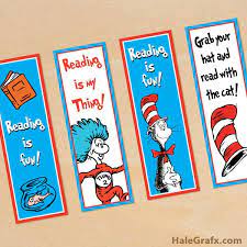 Free Printable Dr Seuss Cat In The Hat Bookmarks Seuss Crafts Dr Seuss Activities Dr Seuss Crafts