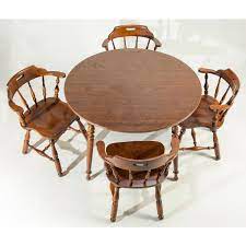 Top folds down,chairs collapse down for easy storage! Ethan Allen Heirloom Nutmeg Maple Dining Table Chairs Chairish