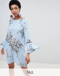 Tall Floral Frill Sleeve Shift Dress Mini Shift Dress Shift Dress Dresses
