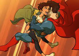 1boy ahe gao ass blush cape clark kent clothed sex couple  dark-skinned female dark skin dc dc comics earrings female flying green  jacket hug jacket jcm2 jewelry light-skinned male