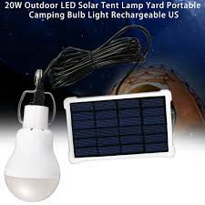 Outdoor 20w Led Power Panel Solar Lamp Tent Light Portable Camping Bulb White Ebay