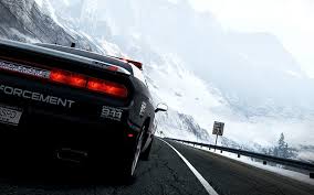 Dodge challenger srt police car. Hd Wallpaper Nfs Hot Pursuit Police Car Dodge Srt Speed Snow Poster Wallpaper Flare