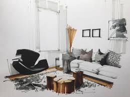The Black Chair Is The Main Focal Point As It Contrast The White Or Neutral Colors Of The R Interior Design Renderings Interior Design Sketches Interior Sketch