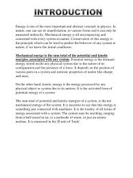 Then the mechanical energy of particle is. Mechanical Energy Class 11 Project Potential Energy Kinetic Energy