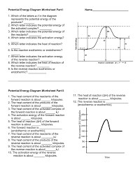 11500 j/mol + (23 kj/mol x 1000) = 34500 j/mol; Potential Energy Diagram Worksheet Part I